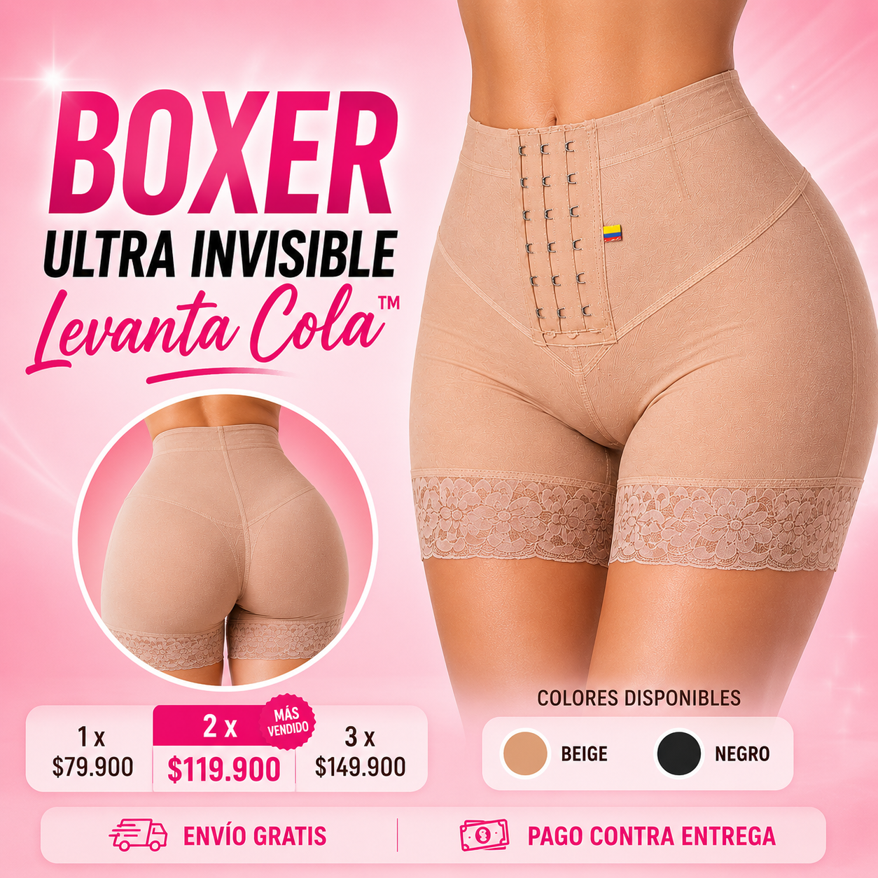 short Ultra Invisible Levanta Cola