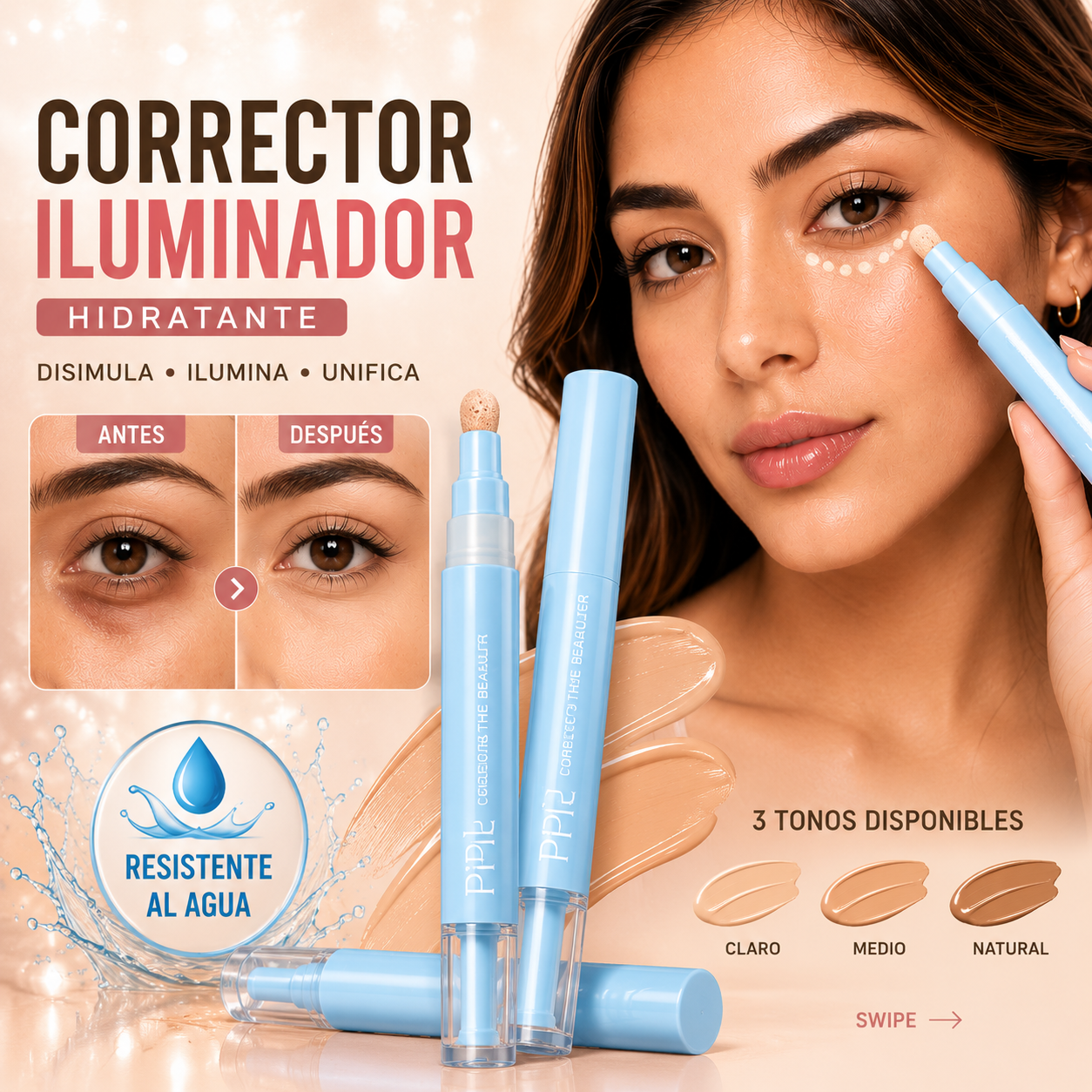 Corrector iluminador hidratante waterproof