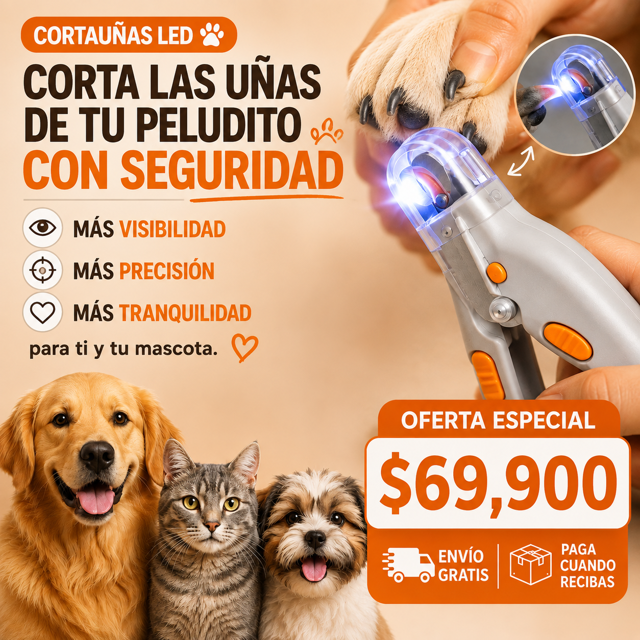 cortauñas led mascotas