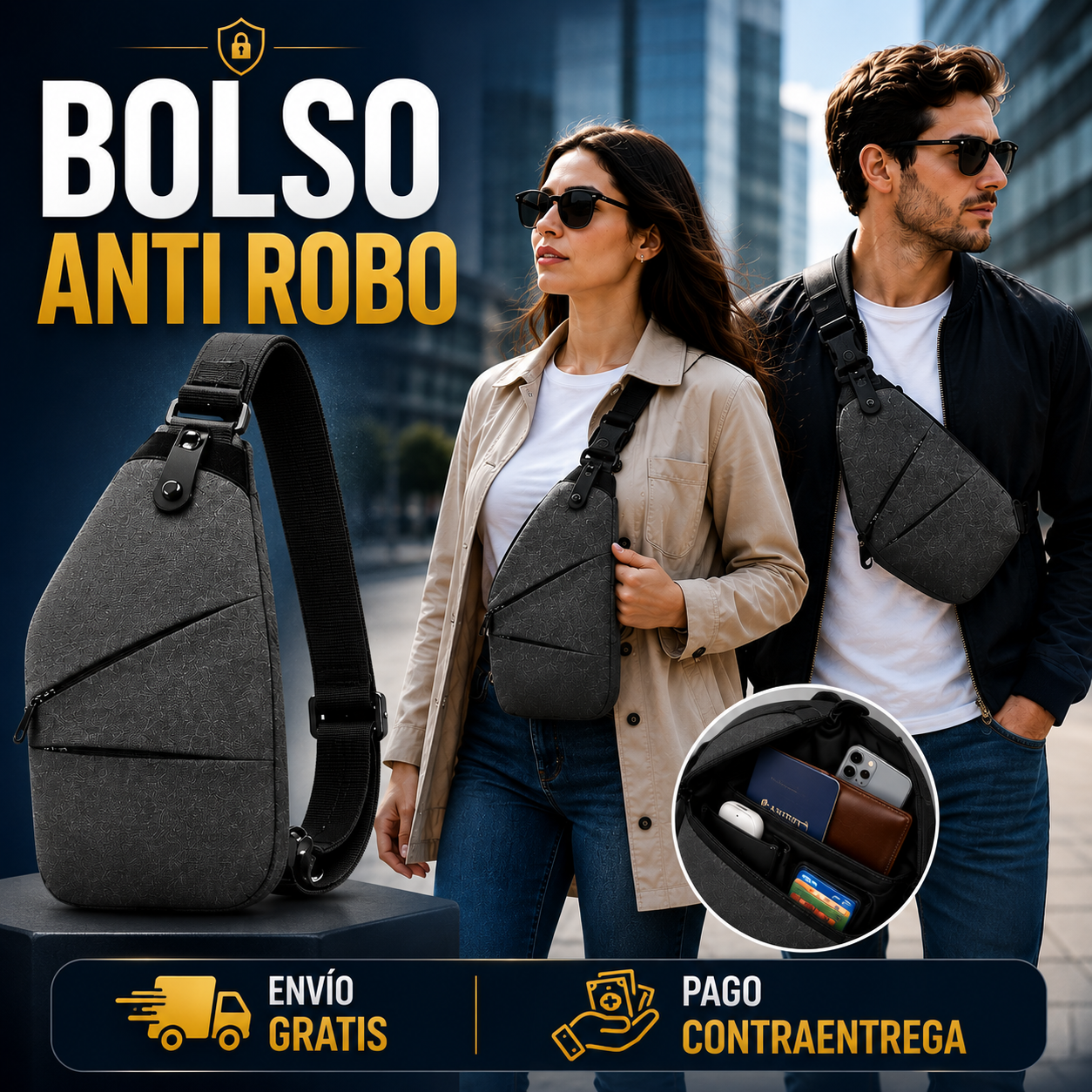 Bolso Bandolera Antirrobo