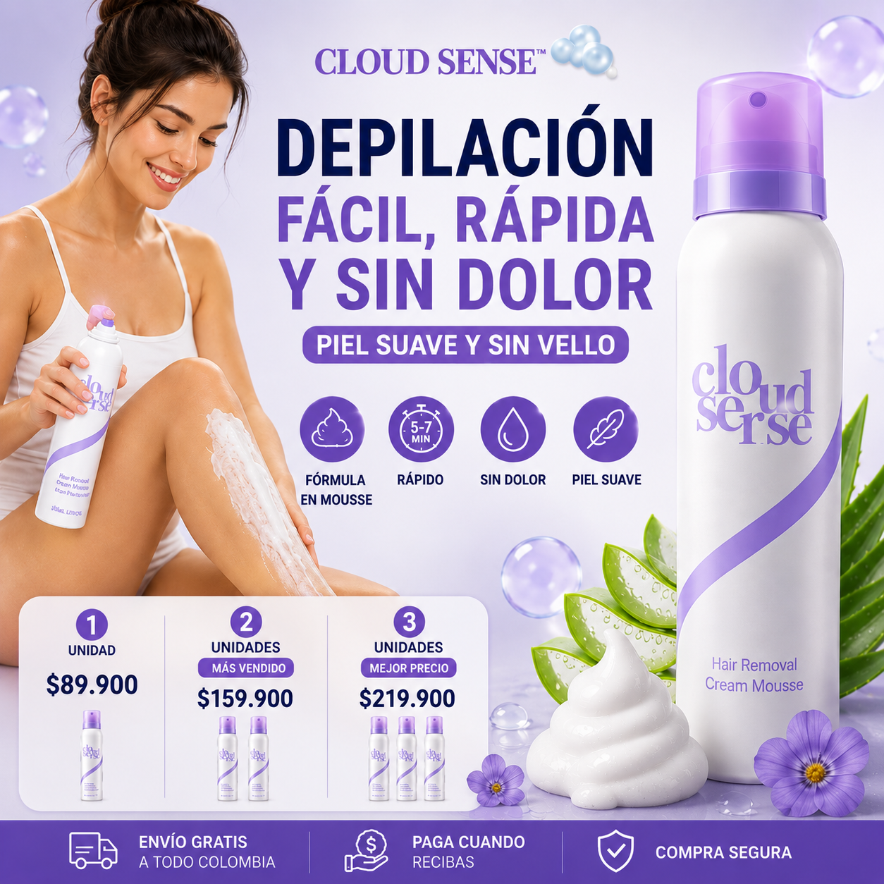 Espuma depilatoria cloud sense