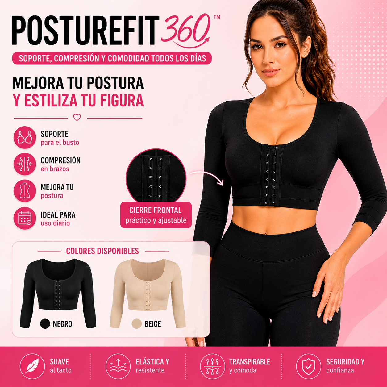 Corrector de postura PostureFit 360 con mangas